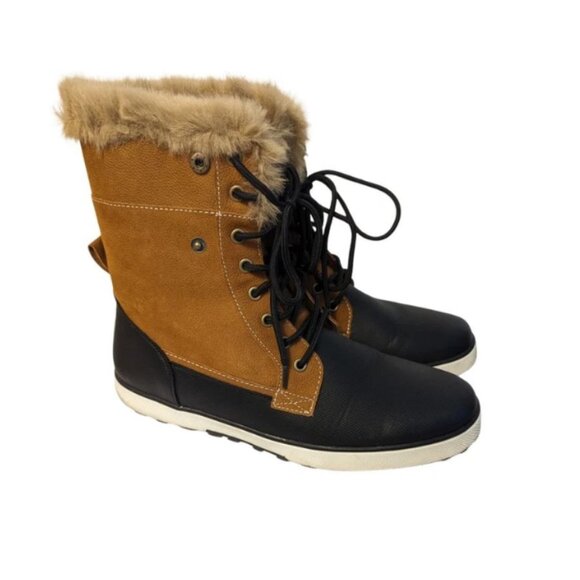 ALDO Adedia Black Brown Faux Fur Trim Boots Size 10 main image 4